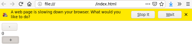 Screenshot of browser message saying: 'A web page is slowing down your browser.'