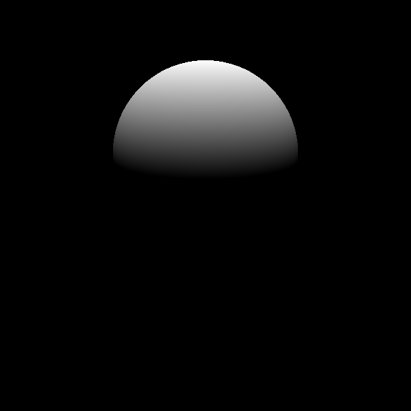 Half-shaded sphere, rendered in white-and-black